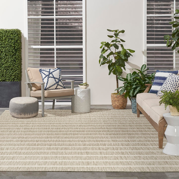 Nourison Positano Indoor/Outdoor Grey Ivory 9' x 12' Area Rug Easy Cleaning 9' x 12' - Grey/Ivory