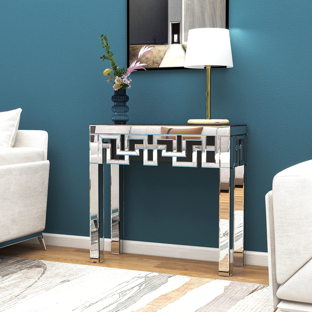 Venetian Mirrored Console Table Clear am Contemporary Rectangular ass MDF