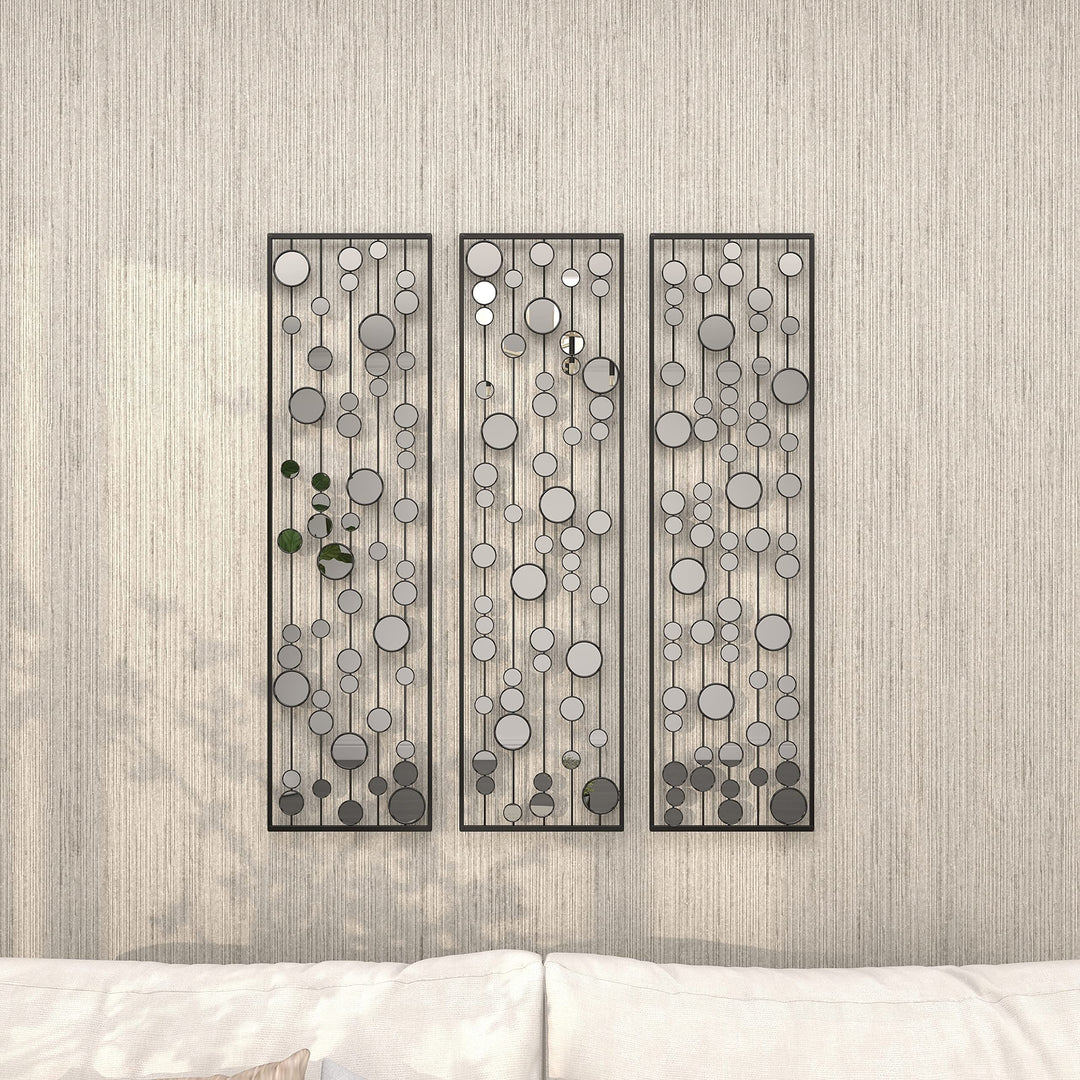 Black Iron Glam Wall Abstract (Set of 3) 36" h 10" w