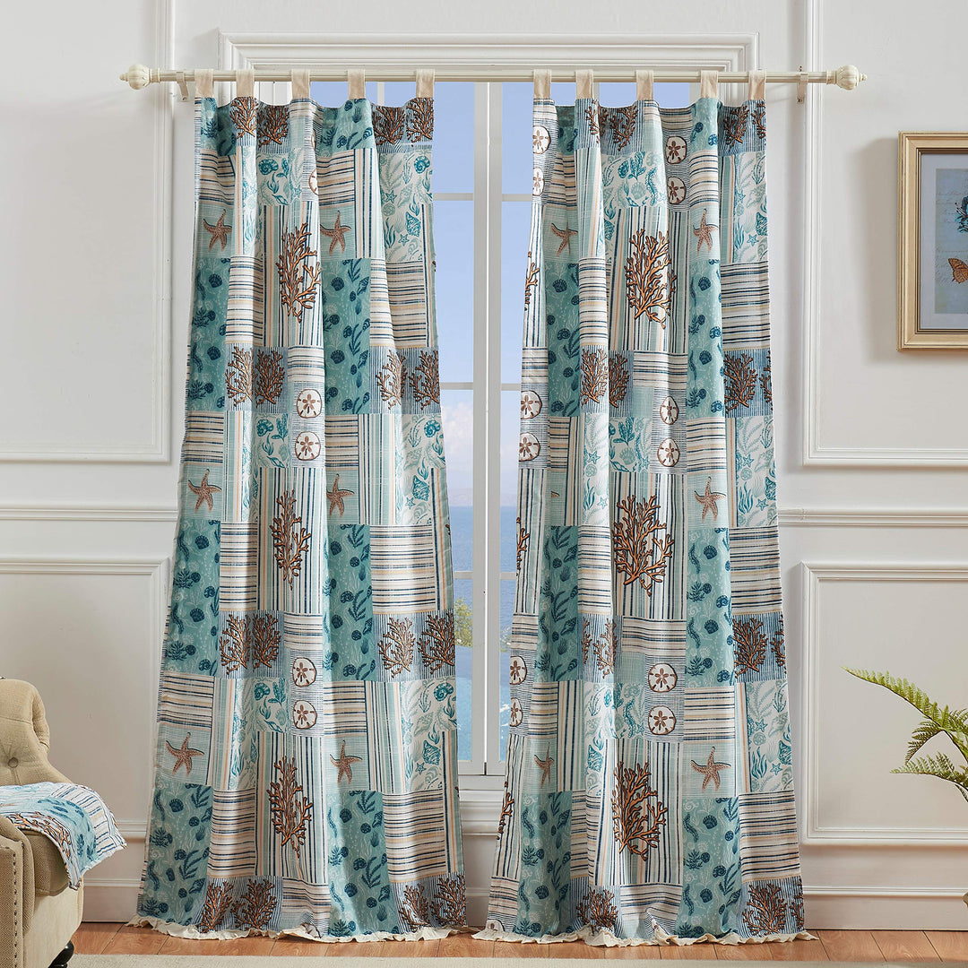 Greenland Home Key West Curtains 84"x84" Seafoam