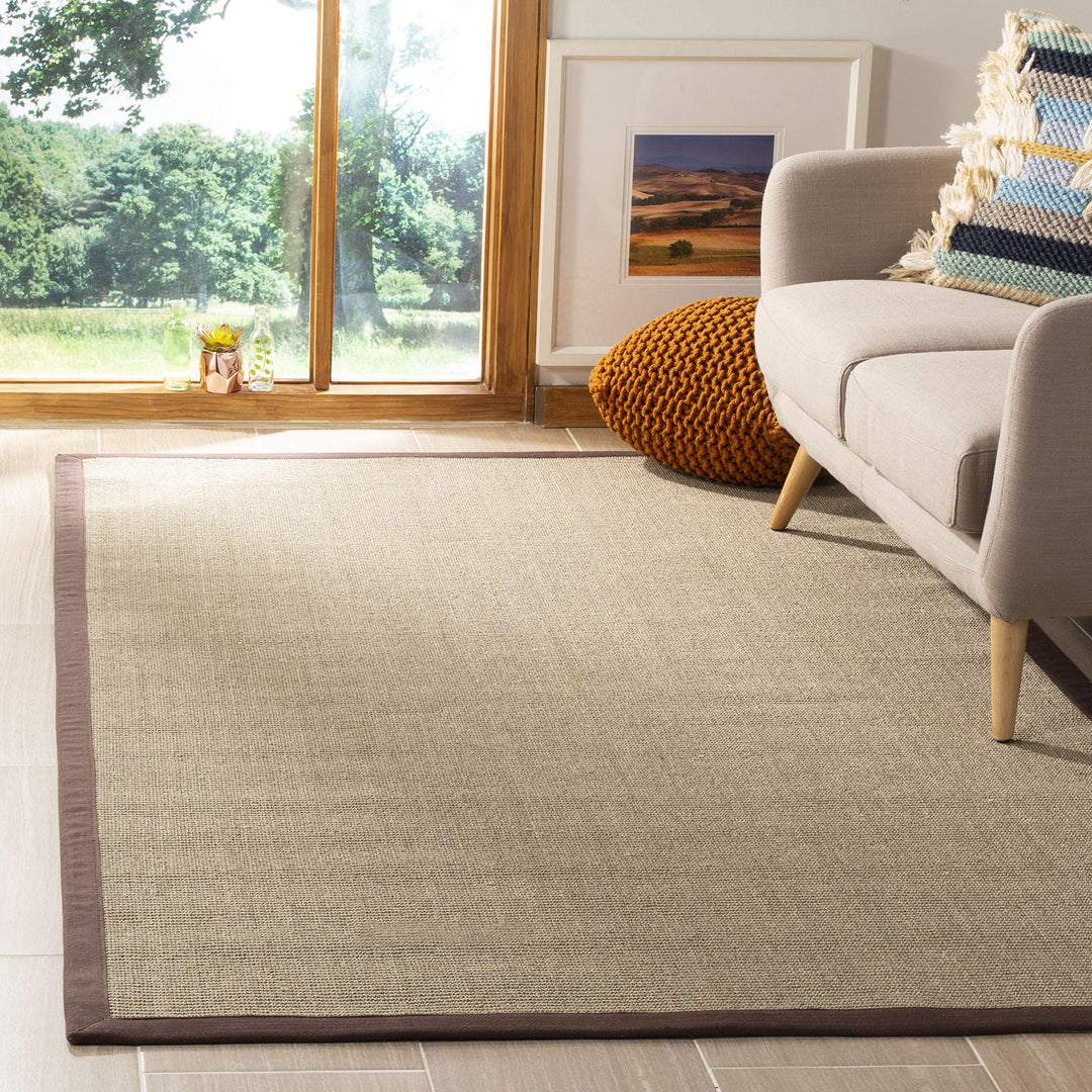 SAFAVIEH Natural Fiber Collection Area Rug - 5' x 8' Sage & Brown Border Sisal 5' x 8' - Sage/Brown