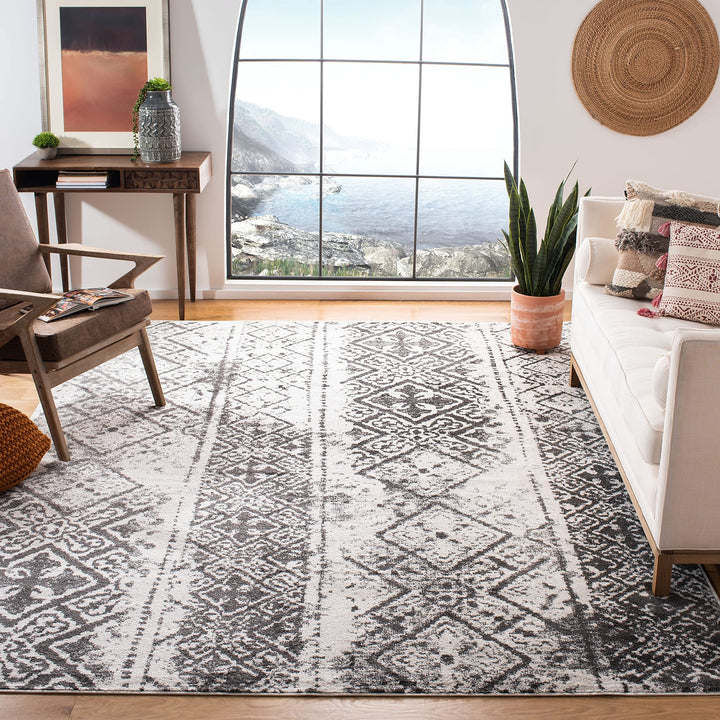 SAFAVIEH Adirondack Collection Accent Rug - 3' x 5' Silver & Black Moroccan Boho