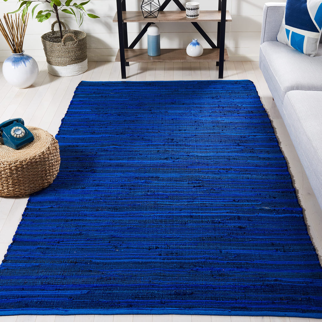 SAFAVIEH Rag Rug Collection Accent Rug - 4' x 6' Blue & Multi Handmade Boho