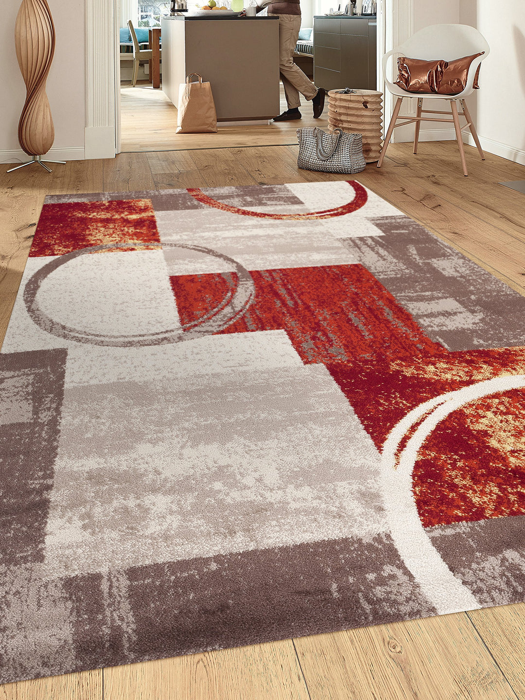 Contemporary Abstract Circle Design Multi Soft 7'10" x 10'2" Indoor Area Rug 7'10" x 10'2" - Multi