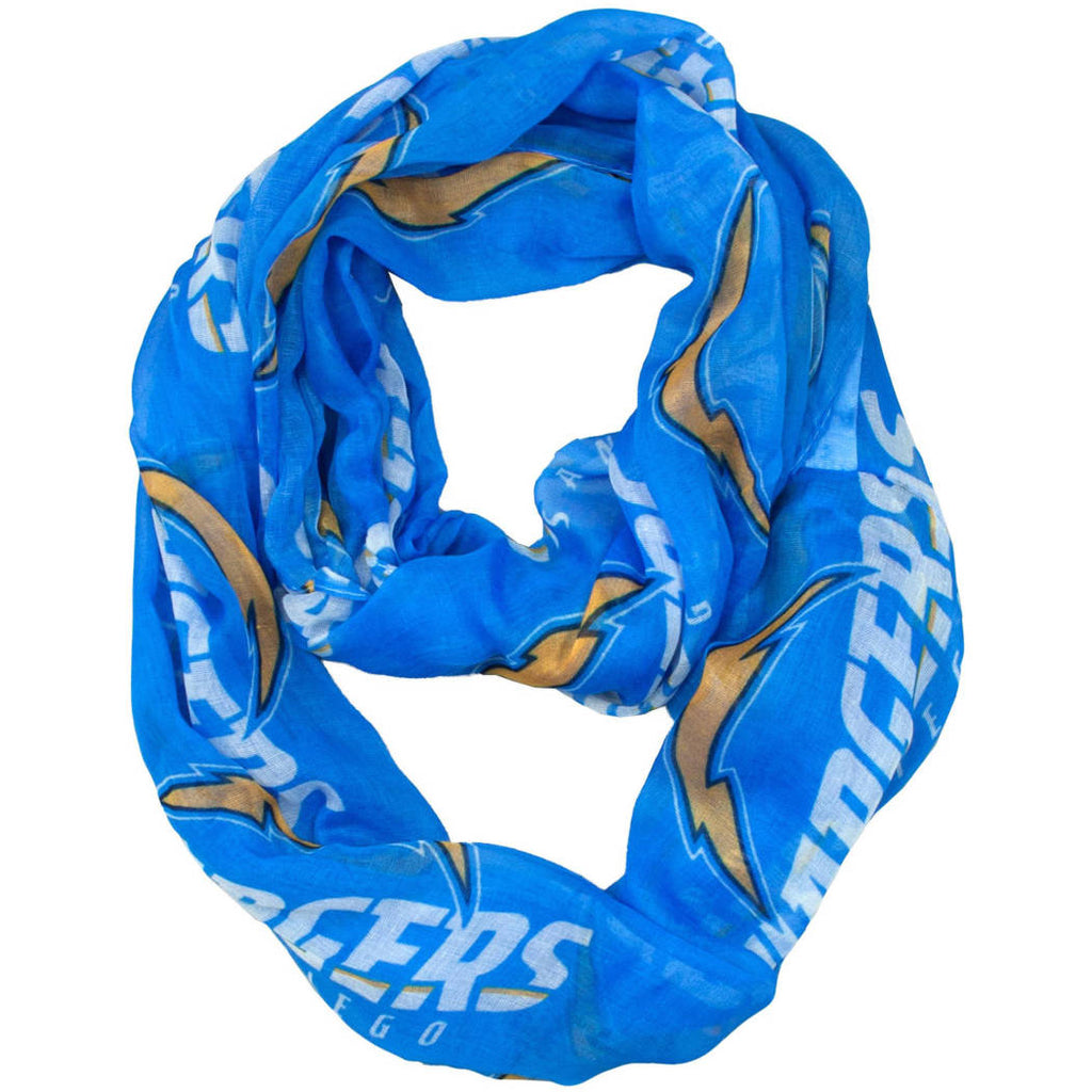 Nfl Chargers Scarf 70 X 25 Inches Football Themed Woman Accessory Sports Patterned Team Logo Fan Merchandise Athletic Team Spirit Fan Blue White Gold - Diamond Home USA