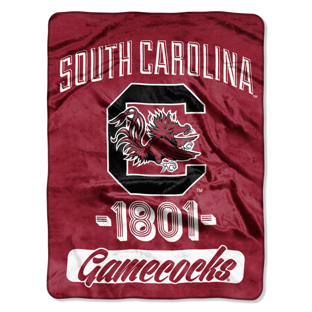 46 x 60 NCAA Gamecocks Throw Blanket Red White College Theme Bedding Sports Patterned Collegiate Football Team Logo Fan Merchandise Athletic Team - Diamond Home USA