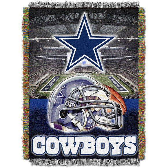 NFL Cowboys Throw Blanket 48 X 60 Inches Football Themed Bedding Sports Patterned Team Logo Fan Merchandise Athletic Team Spirit Fan Navy Blue Royal