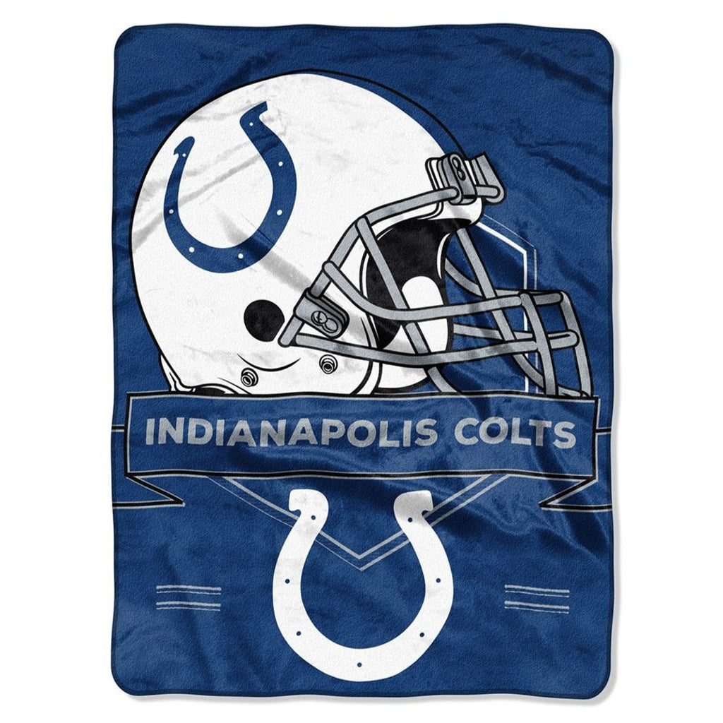NFL Colts Throw Blanket 60 X 80 Inches Football Themed Bedding Sports Patterned Team Logo Fan Merchandise Athletic Team Spirit Fan Blue White Raschel