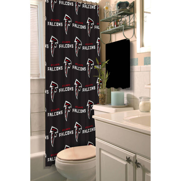 NFL Falcons Shower Curtain 72 X 72 Inches Football Themed Bedding Sports Patterned Team Logo Fan Merchandise Bathroom Curtain Athletic Team Spirit Fan - Diamond Home USA