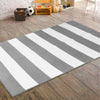 3'4" X 4'8" Grey White Sports Themed Rugby Striped Area Rug Indoor Horizontal Line Cabana Nautical Kids Bedroom Rectangle Carpet Large Flooring Mat - Diamond Home USA