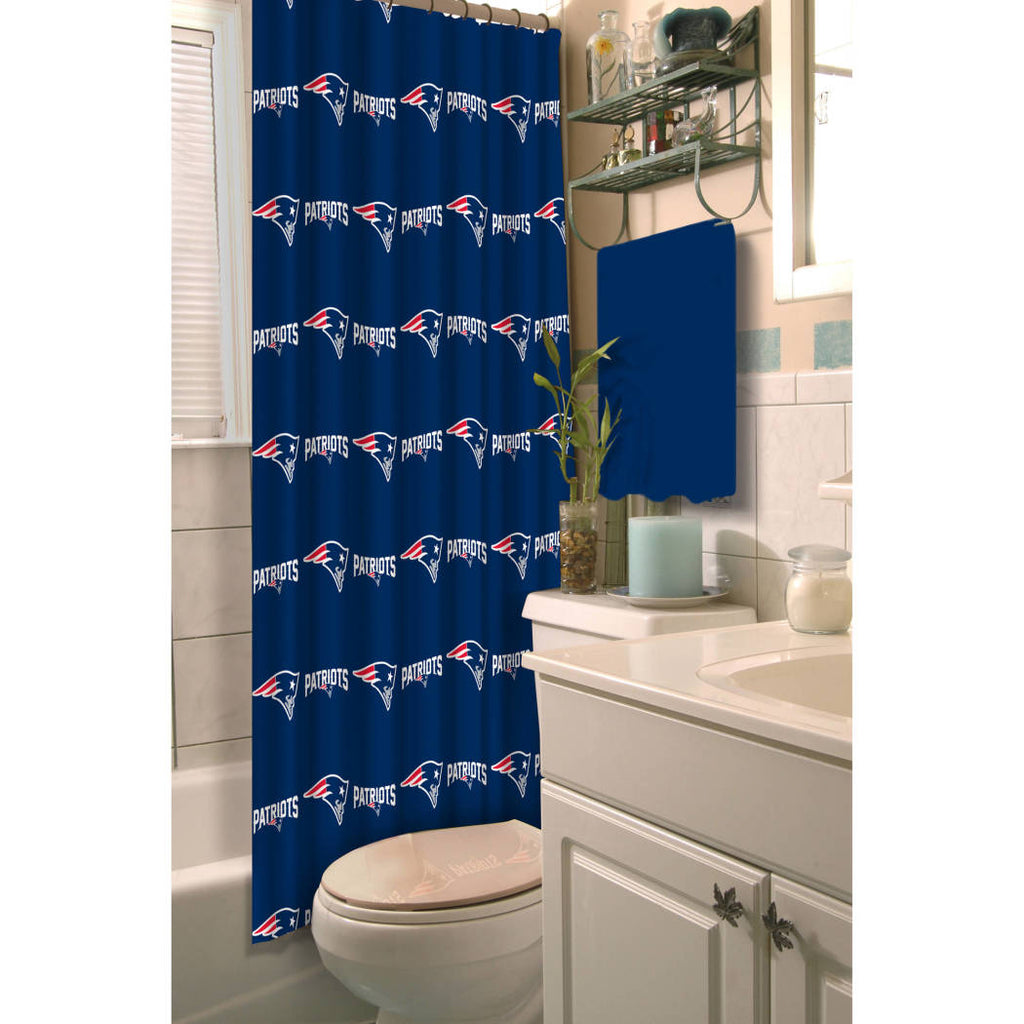 NFL Patriots Shower Curtain 72 X 72 Inches Football Themed Bedding Sports Patterned Team Logo Fan Merchandise Bathroom Curtain Athletic Team Spirit - Diamond Home USA