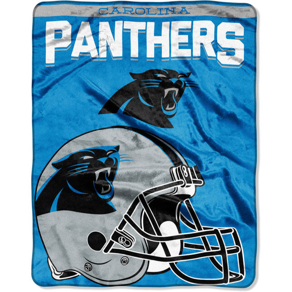 NFL Panthers Throw Blanket 55 X 70 Inches Football Themed Bedding Sports Patterned Team Logo Fan Merchandise Athletic Team Spirit Fan Black Silver
