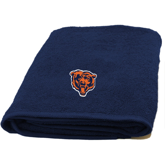 NFL Bears Bath Towel 25 X 50 Inches Football Themed Applique Shower Towel Sports Patterned Team Logo Fan Merchandise Athletic Spirit White Burnt - Diamond Home USA