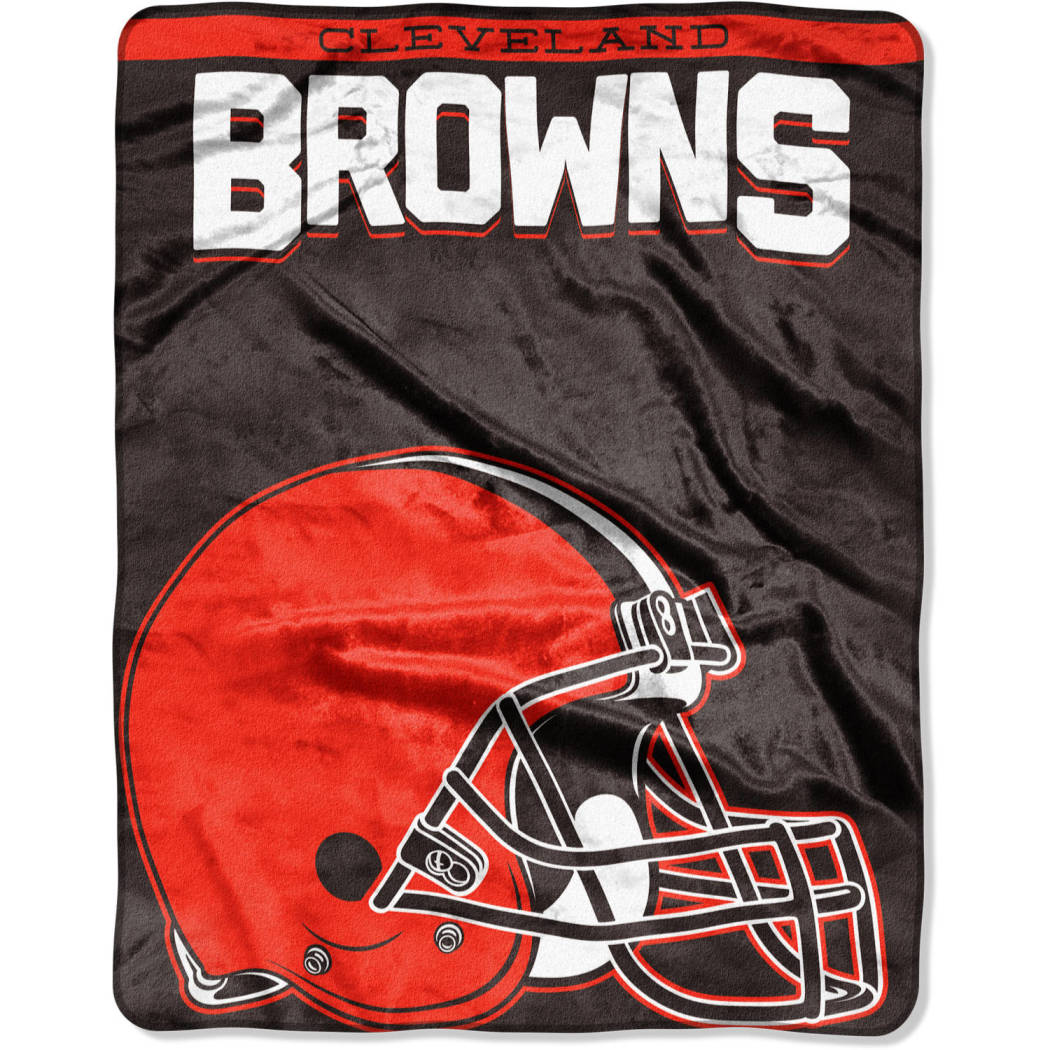 Nfl Browns Throw Blanket 55 X 70 Inches Football Themed Bedding Sports Patterned Team Logo Fan Merchandise Athletic Team Spirit Fan Brown Orange White