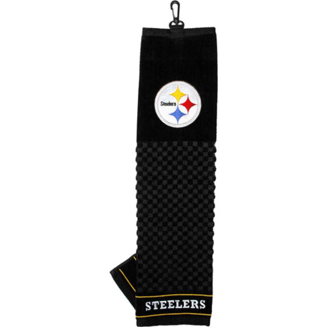 NFL Steelers Golf Towel 16 X 22 Inches Football Themed Applique Sports Patterned Team Logo Fan Merchandise Athletic Spirit Black Gold White Polyester - Diamond Home USA