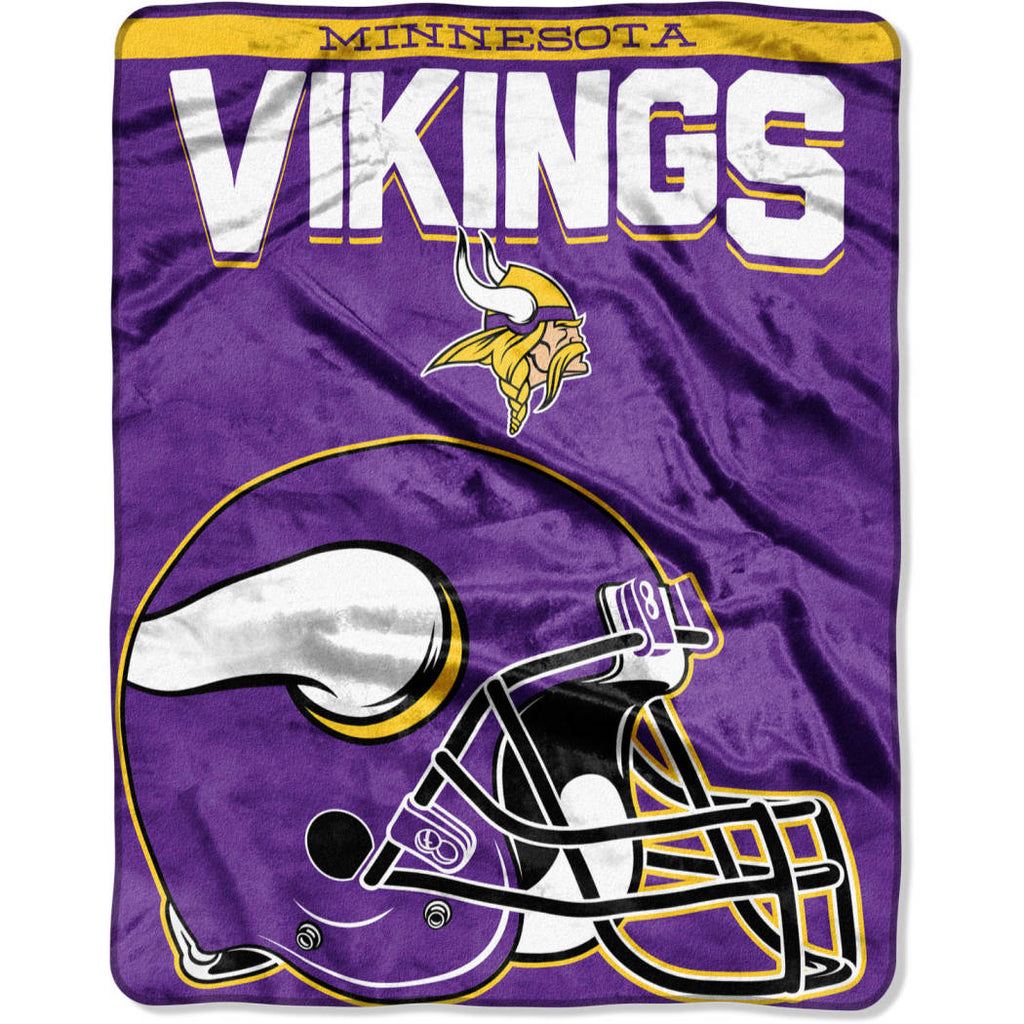 NFL Vikings Throw Blanket 55 X 70 Inches Football Themed Bedding Sports Patterned Team Logo Fan Merchandise Athletic Team Spirit Fan Purple Gold White