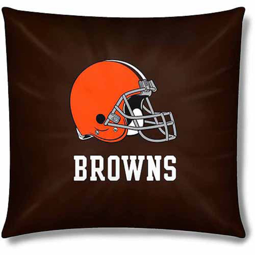NFL Browns Throw Pillow 15 Inches Football Themed Accent Pillow Sofa Sports Patterned Team Color Logo Fan Merchandise Athletic Spirit White Burnt - Diamond Home USA