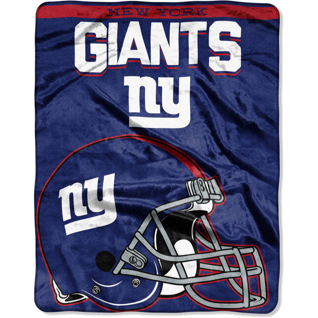 NFL Giants Throw Blanket 55 X 70 Inches Football Themed Bedding Sports Patterned Team Logo Fan Merchandise Athletic Team Spirit Fan Blue Grey Red