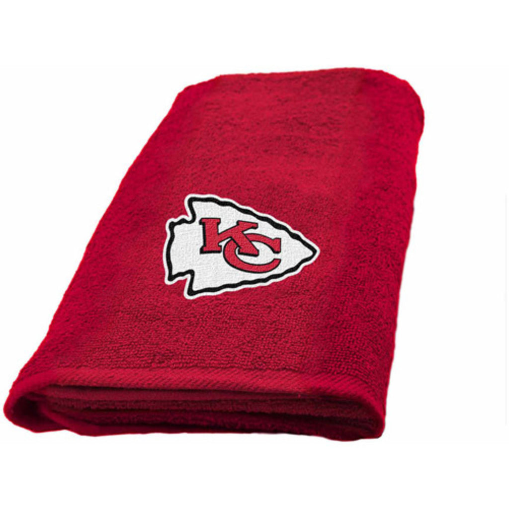 NFL Chiefs Hand Towel 26 X 15 Inches Football Themed Applique Sports Patterned Team Logo Fan Merchandise Athletic Spirit Red Gold Polyester - Diamond Home USA