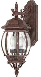 MISC Central Park Old Bronze Clear Beveled Panels 3 Light Wall Lantern Transitional