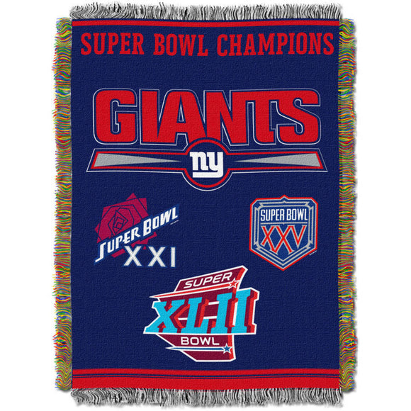 NFL Giants Throw Blanket 48 X 60 Inches Football Themed Bedding Sports Patterned Team Logo Fan Merchandise Athletic Team Spirit Fan Blue Grey Red
