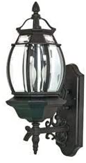 MISC Central Park 3 Light Textured Black/Clear Outdoor Wall Lantern Black Transitional
