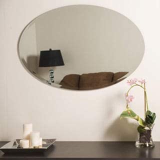 Frameless Oval Beveled Mirror Clear /n Modern Contemporary Includes Hardware