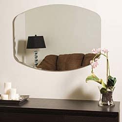 Frameless Oval Beveled Groove Mirror Silver /n Includes Hardware