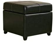 Black Bi cast Leather Storage Ottoman Modern Contemporary