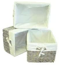 Woven Maize Grey Rectangular Storage Baskets (Set 3) 3