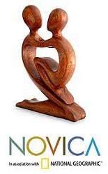 Handmade Wood 'True Love' Sculpture (Indonesia) Brown - Diamond Home USA