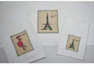 MISC Paris Embroidered Decorative 3 Piece Towel Set White Novelty Cotton Microfiber