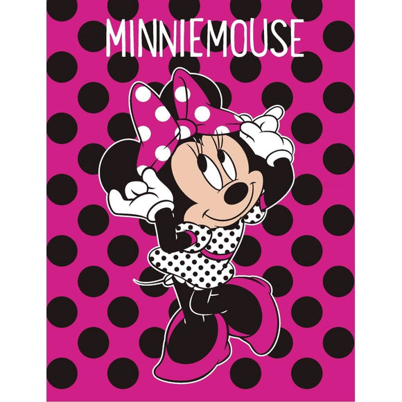 Girls Pink Black Minnie Mouse Themed Blanket Twin (50