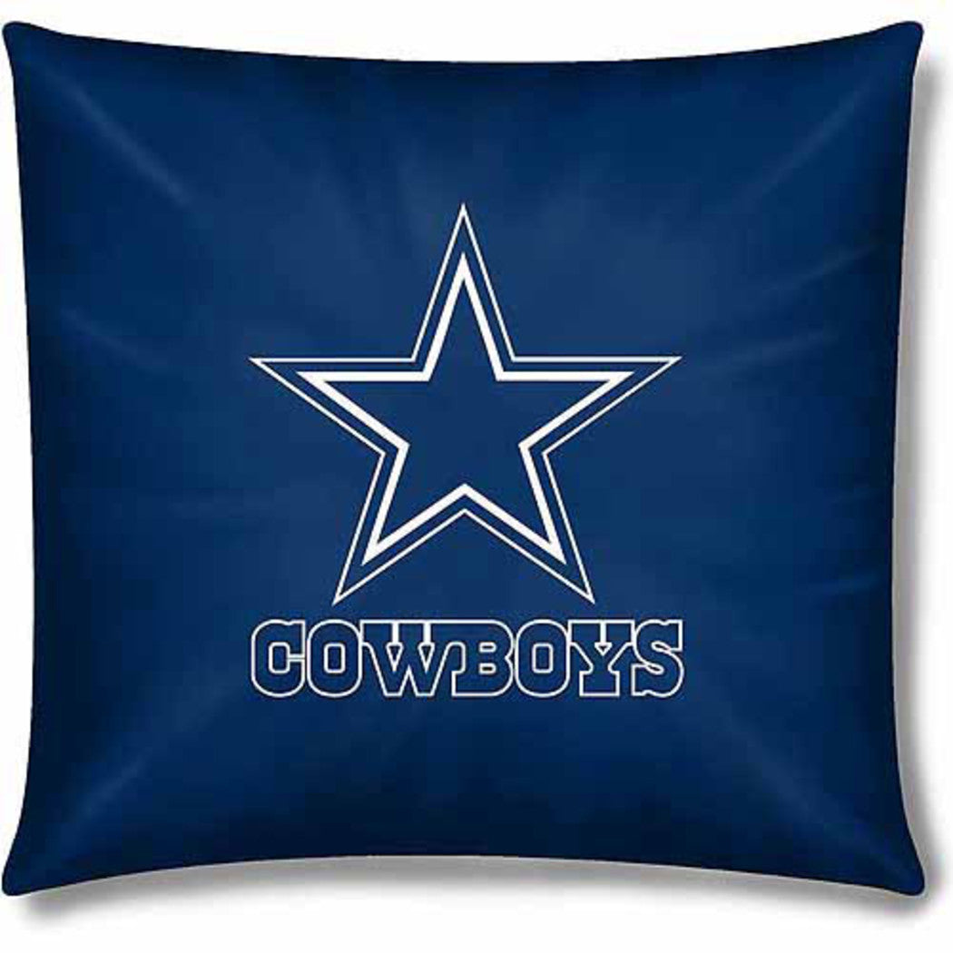 NFL Cowboys Throw Pillow 15 Inches Football Themed Accent Pillow Sofa Sports Patterned Team Color Logo Fan Merchandise Athletic Spirit Navy Blue Royal - Diamond Home USA