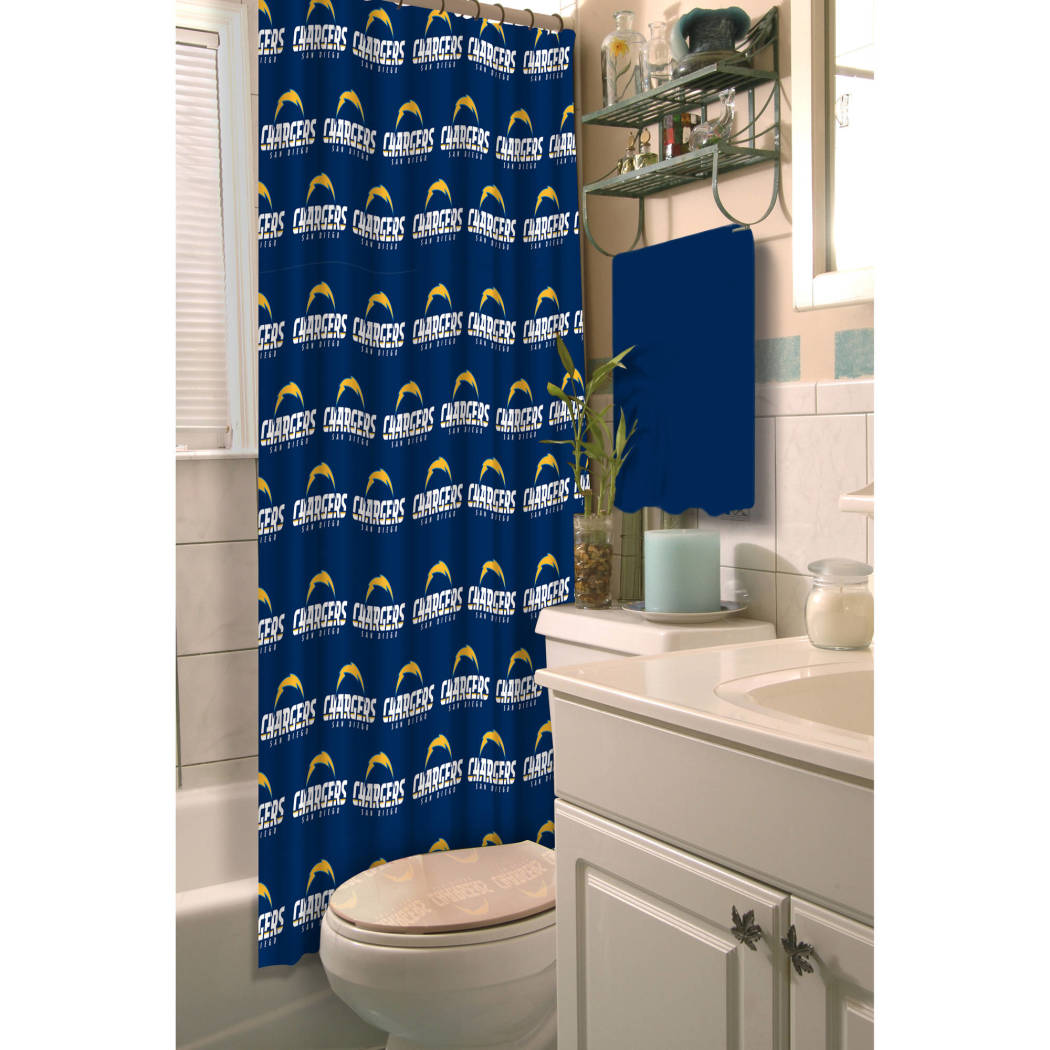 NFL Chargers Shower Curtain 72 X 72 Inches Football Themed Bedding Sports Patterned Team Logo Fan Merchandise Bathroom Curtain Athletic Team Spirit - Diamond Home USA