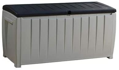 Novel 90 Gallon Black Grey Plastic Deck Storage Box Lockable