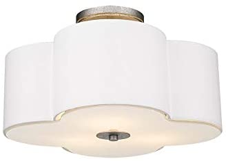 16" Scalloped Semi Flush Ceiling Fixture Metallic