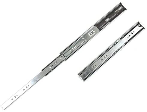 Hydraulic Soft Close Full 14 inch Extension Drawer Slides (Pack 10 Pairs) Silver Metal