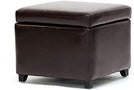 Bi cast Leather Espresso Storage Cube Ottoman Brown Solid Square Foam Upholstered Wood