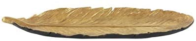 Kitty Ps Gold Feather Tray Black Glam Acacia Stone Wood Natural Finish