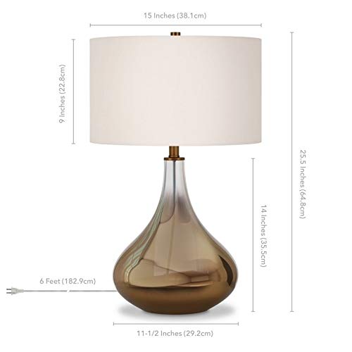 Brushed Gold Table Ombre Lamp Hourglass Lighting Desk Linen Shade Industrial Bottle Shape Elegant Chic Office Bedroom