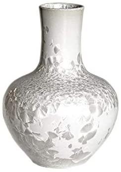 Handmade Crystal Shell Globular Vase White Porcelain