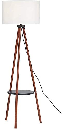 Walnut Tripod Floor Lamp Brown Bohemian Eclectic Industrial Mid Century Modern Bulbs Included - Diamond Home USA