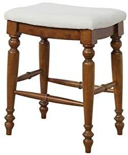 25" Backless Counter Stool Linen/Walnut Brown Lake House