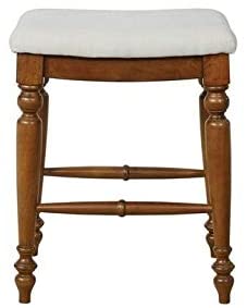 MISC 25" Backless Counter Stool Linen/Walnut Brown Lake House Traditional Fabric Rubberwood Walnut Finish Footrest