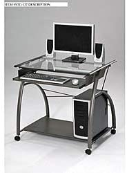 Glass Metal Computer Desk Silver