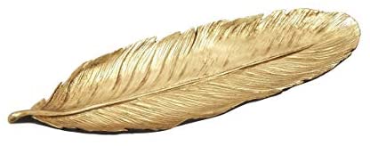 Kitty Ps Gold Feather Tray Black Glam Acacia Stone Wood Natural Finish