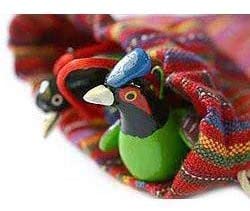 Handmade Set 6 Ceramic 'Forest Birds' Ornaments (Guatemala) Green Cotton - Diamond Home USA