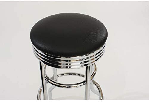 Chrome Swivel Bar Stools (Set 2) Black Transitional Plastic Steel 2 Piece