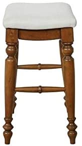 MISC 25" Backless Counter Stool Linen/Walnut Brown Lake House Traditional Fabric Rubberwood Walnut Finish Footrest